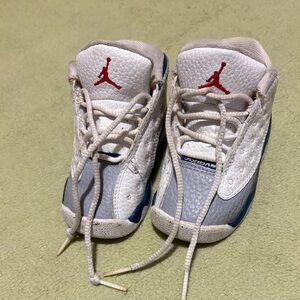 Jordan Kids Sneakers White and Blue with Red Accents